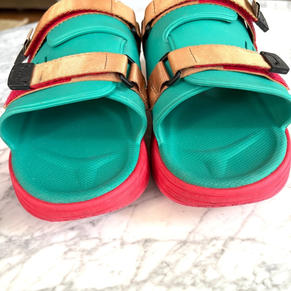 Suicoke Urich Slide Sandals Rubber Platform Adjustable Green Red Womens Size 11 - Picture 5 of 9